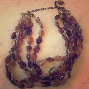 Brown multi-strand beaded necklace